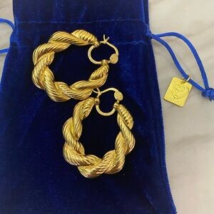 Luxurious Gold Braided Hoop Earrings